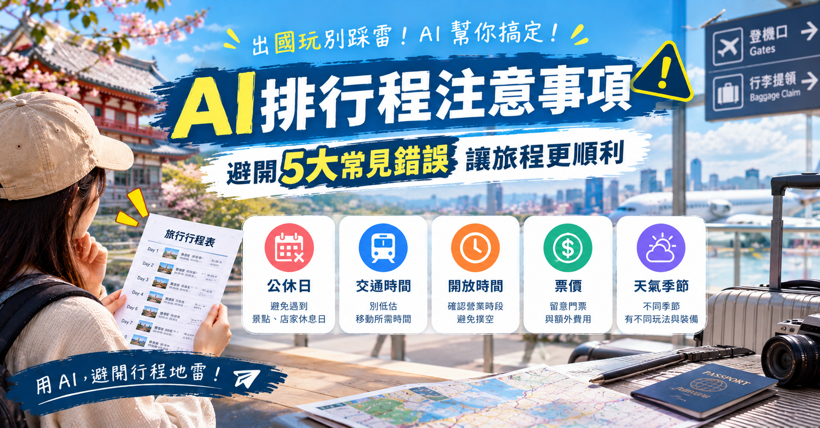 AI排行程注意事項5個常見錯誤自查重點示意圖